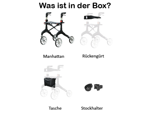 Manhattan Rollator mit Softwheels, Tasche und Rückenband